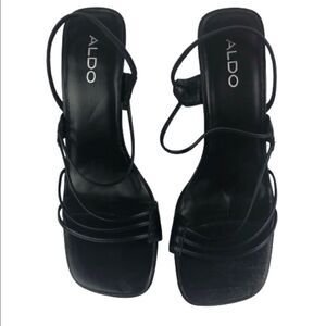 ALDO Shoes Black Strappy Slip on Heeled Sandals 39